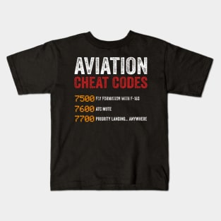 Aviation Cheat Codes Pilot Funny Aviation Lover Kids T-Shirt